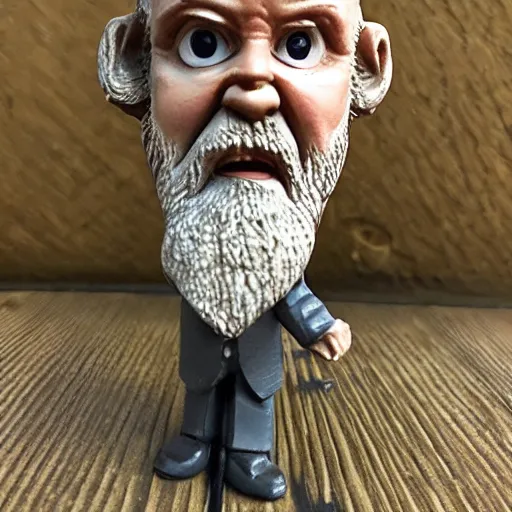 Prompt: charles darwin bobble head toy realistic 3 5 mm