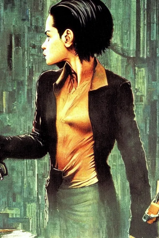 Image similar to Neo from Matrix painted by Norman Rockwell