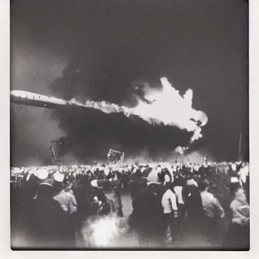 Prompt: polaroid photos of the hindenburg disaster - n 6