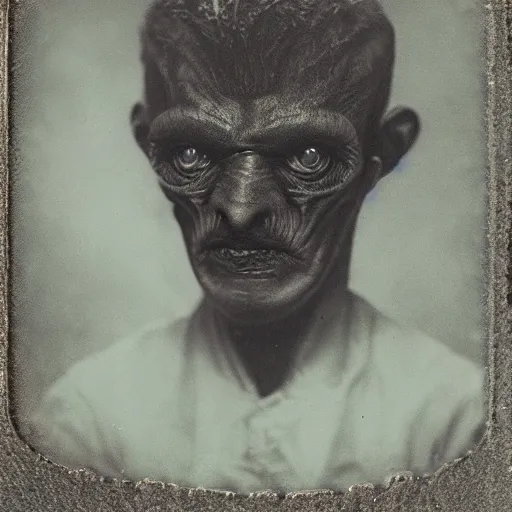 Image similar to a tintype of an angry alien