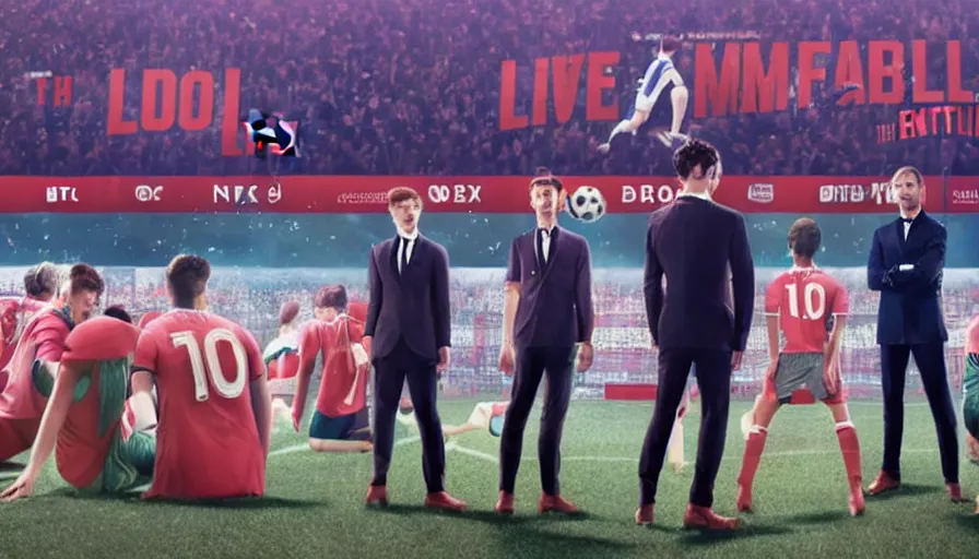 Prompt: film still from the new live - action netflix movie adaptation,'football manager'