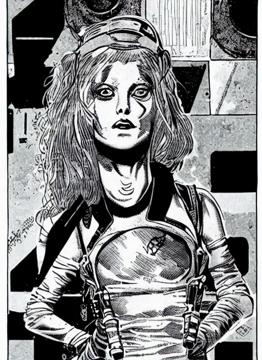 Image similar to a portrait of a pretty sewer punk young lady by al williamson
