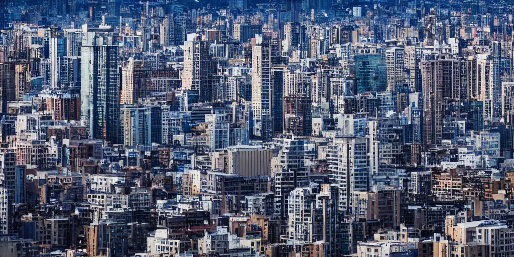 Prompt: City buildings skyline of metropolitan area, architecture, horizon, construction