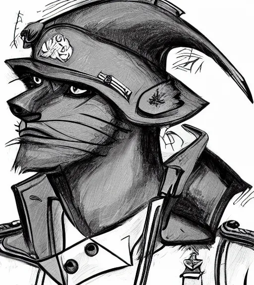 Prompt: expressive stylized master furry artist digital line art painting headshot official portrait character study of the anthro male anthropomorphic german shepard fursona animal person officer wearing clothes military general uniform