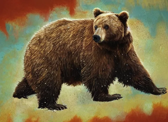 Prompt: splashart of confused bear