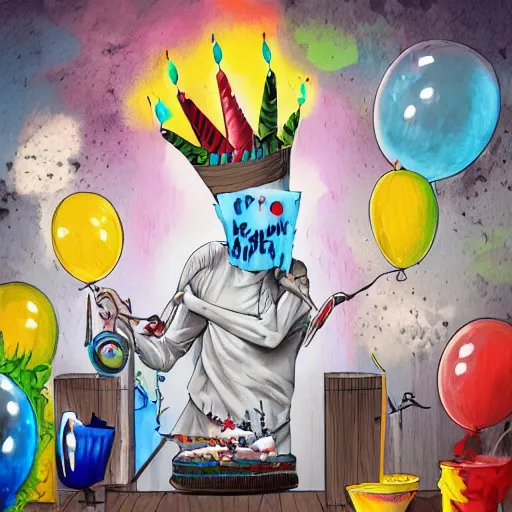 Image similar to man lawyer eating a birthday inside of a courtroom by alex pardee and nekro and petros afshar, unstirred paint, vivid color, cgsociety 4 k