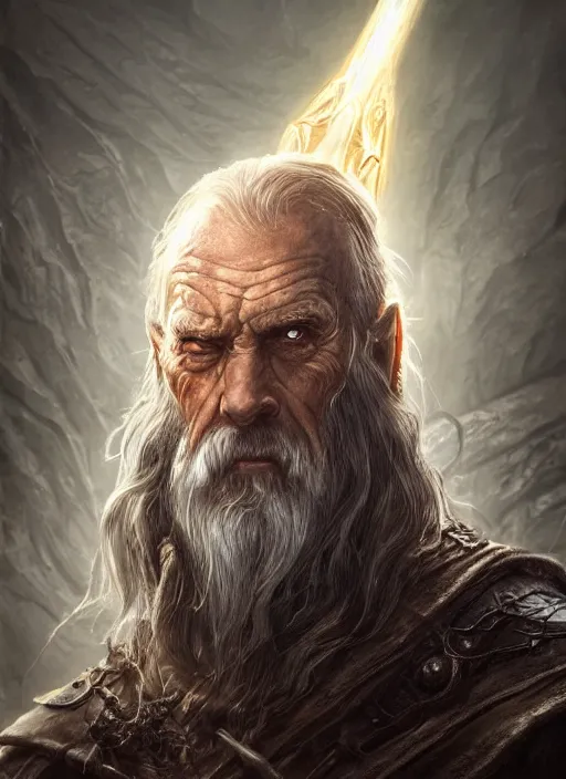 Image similar to wise old man, ultra detailed fantasy, elden ring, realistic, dnd character portrait, full body, dnd, rpg, lotr game design fanart by concept art, behance hd, artstation, deviantart, global illumination radiating a glowing aura global illumination ray tracing hdr render in unreal engine 5