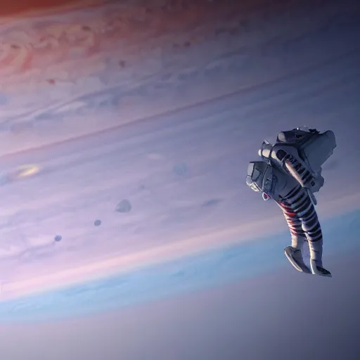 Prompt: a dead astronaut floating outside of Jupiter, dramatic cinematic octane render 4k