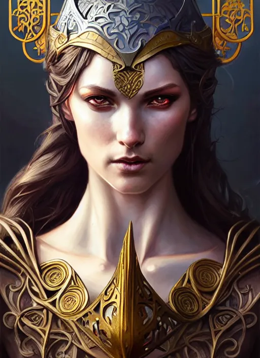 Image similar to Muscular and powerful medieval knight portrait, art nouveau, fantasy, intricate flower designs, elegant, highly detailed, sharp focus, art by Artgerm and Greg Rutkowski and WLOP