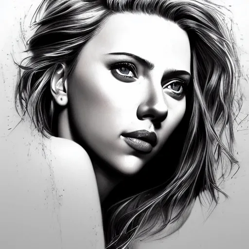 Image similar to portrait of Scarlett Johansson, beautiful eyes, smiling, elegant, highly detailed, photorealistic, artstation, sharp focus, art