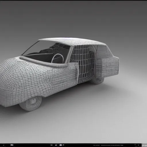 Image similar to detailed 3D mesh of a car in blender model space