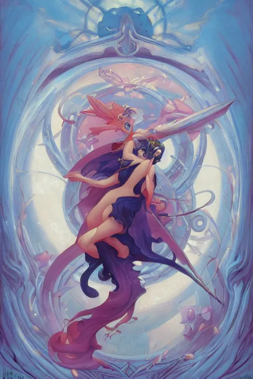 Image similar to Sailor Moon by Peter Mohrbacher in the style of Gaston Bussière, Art Nouveau