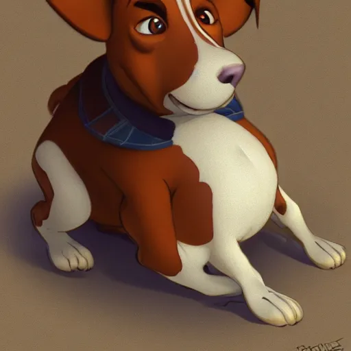 Prompt: jack russel terrier surprised, pixar style, concept art, character turnaround, trending on artstation, childrens illustrated storybook, by alphonse mucha and cory loftis and matthias lechner