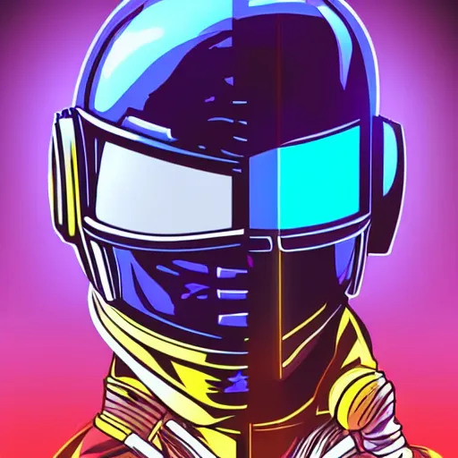 Image similar to shovel knight as daft punk, by ecstatic.psd, realist,4k, colorful, digital art