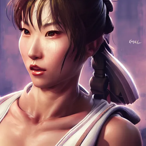 Image similar to portrait of chun li, au naturel, hyper detailed, digital art, trending in artstation, cinematic lighting, studio quality, smooth render, unreal engine 5 rendered, octane rendered, art style by klimt and nixeu and ian sprigger and wlop and krenz cushart.