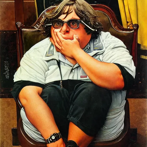 Image similar to andy milonakis portrait art by norman rockwell