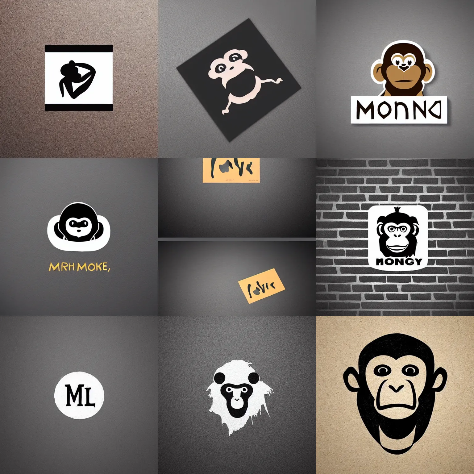 Prompt: a creative logo for a monkey that is painting. simple, negative space, clever.