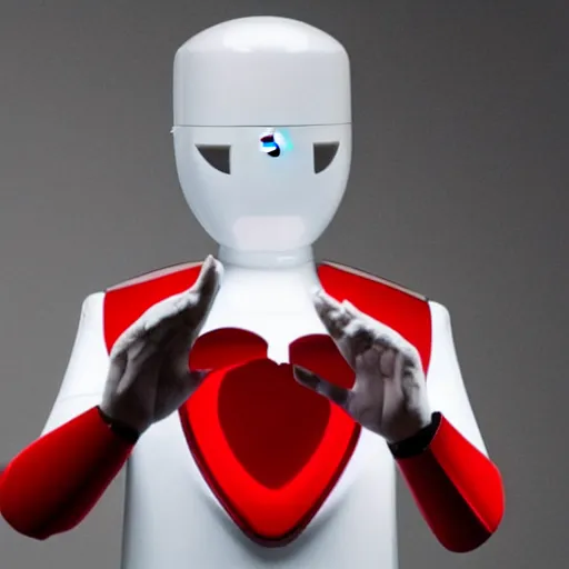 Image similar to Tesla Bot Makes a heart shape with his hands