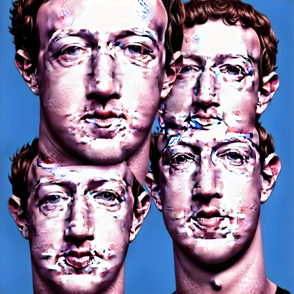 Image similar to one mark zuckerberg staring into your soul, hyper realistic, painting