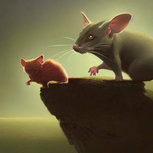 Prompt: hybrid of mouse and cat and rat, half cat - half mouse, digital art fantasy art, art by george stubbs, jakub rozalski, anton fadeev, james gurney