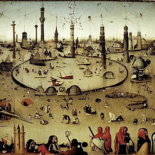 Prompt: baghdad by hieronymus bosch,