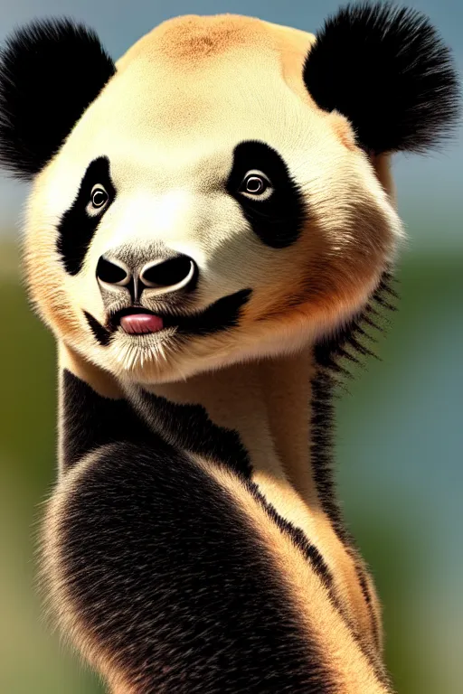 Image similar to a wonderful hybrid animal from a genetic mixture from a giraffe and a panda | realistic | 8k | sharp focus