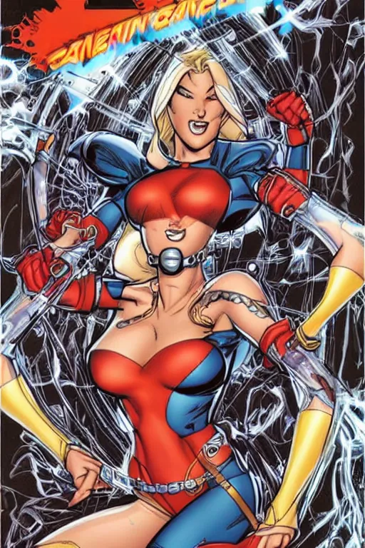 Image similar to comic book cover art of danger girl by j. scott campbell