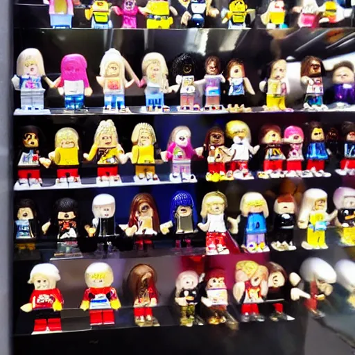 Prompt: beautiful girl minifigures for sale in amsterdam shop