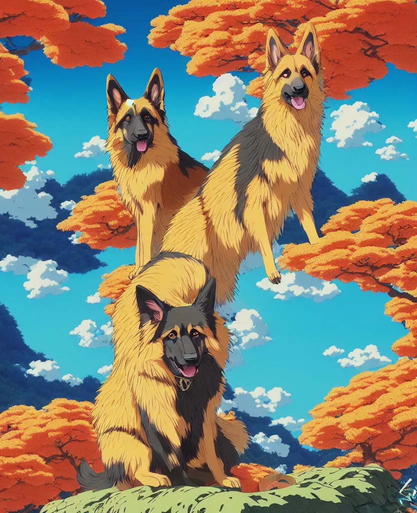 Car, Vehicle - German Shepherd Dog Fanny Anime Colorful Graphic 006  Painting by Aryu - Pixels