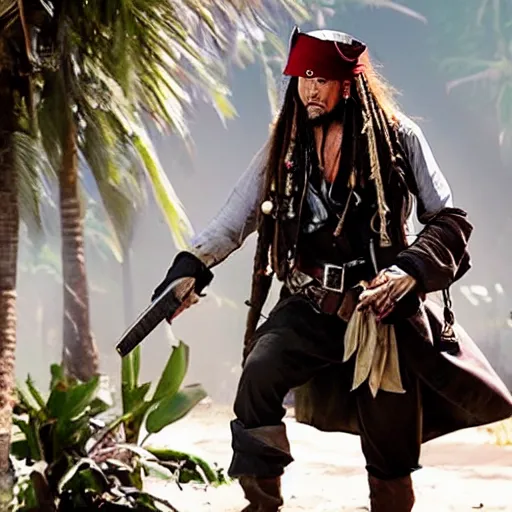 Prompt: Still of Miss Fortune, the bounty hunter, in Pirates of the Caribbean n-6