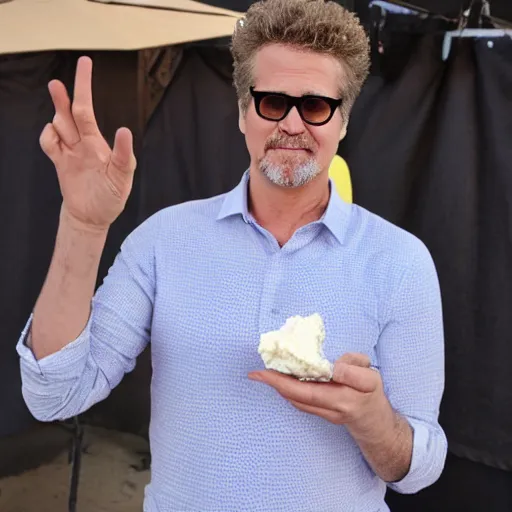 Image similar to will farrell eating handful of cottage cheese in albuquerque