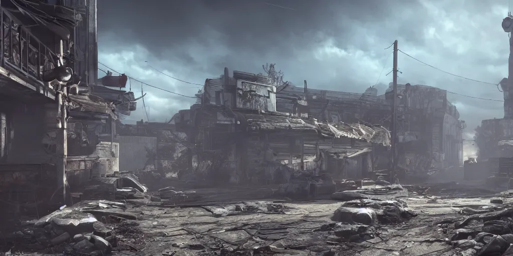 Image similar to fallout concept art new reno render dramatic lighting unreal engine 5