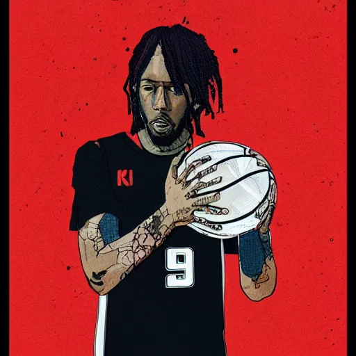 Image similar to a portrait of kawhi leonard holding a basketball by conrad roset, hyperdetailed, cyberpunk, cool, cybernetically enhanced, trending on artstation