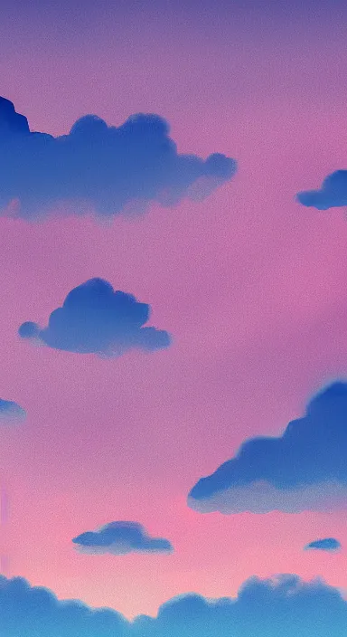 Image similar to pink clouds, under blue clouds, under black sky, smooth, cartoonish and simplistic, background artwork, digital art, award winning