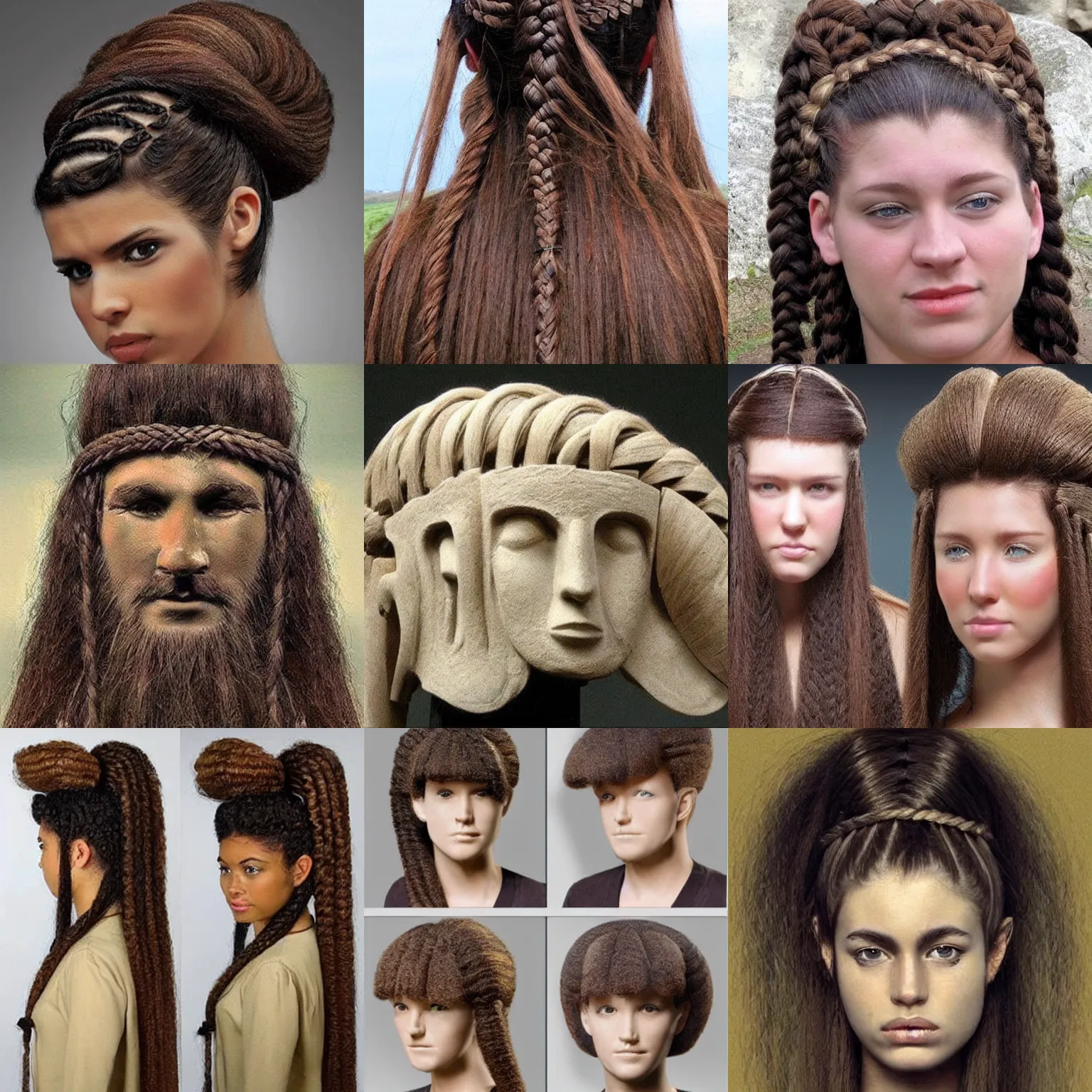 Prompt: neolithic hairstyle contest winner,