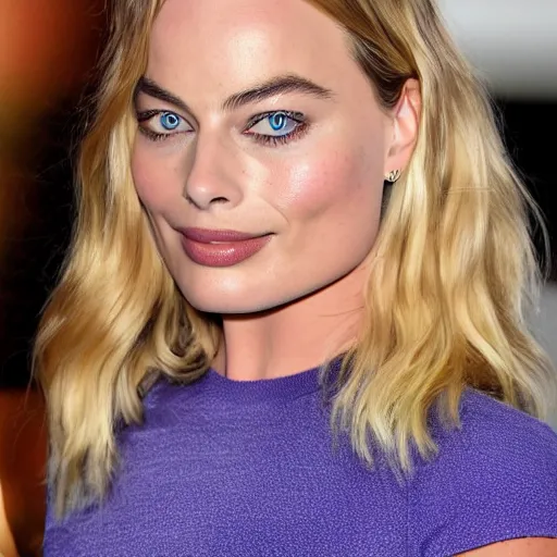 Prompt: Margot Robbie made of honey