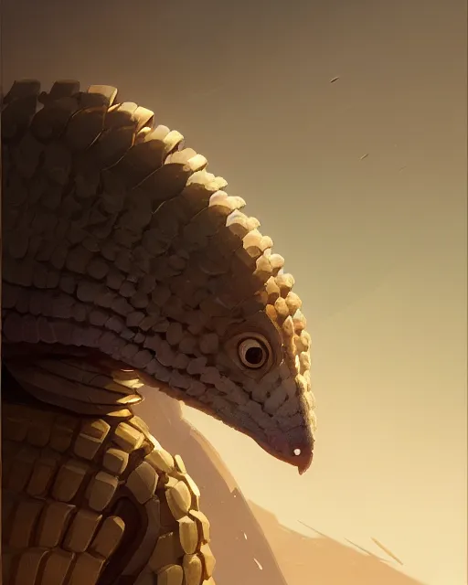 Prompt: highly detailed vfx portrait of a cyborg pangolin. wearing white and gold scaled armor. unreal engine, greg rutkowski, loish, rhads, beeple, makoto shinkai and lois van baarle, ilya kuvshinov, rossdraws, tom bagshaw, alphonse mucha, global illumination, detailed and intricate environment