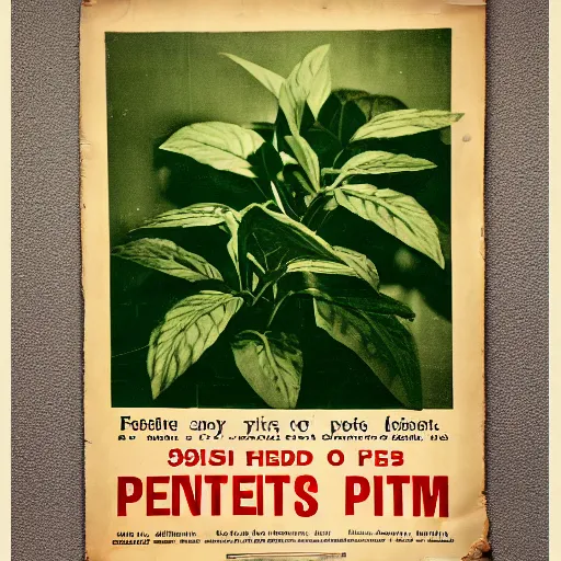 Prompt: 1950s wanted poster for a pot plant