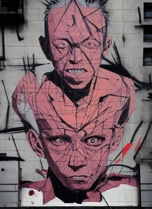 Image similar to symmetry!! portrait of tetsuo from akira, by sachin teng, organic, cables, matte painting, geometric shapes, hard edges! graffiti, street art