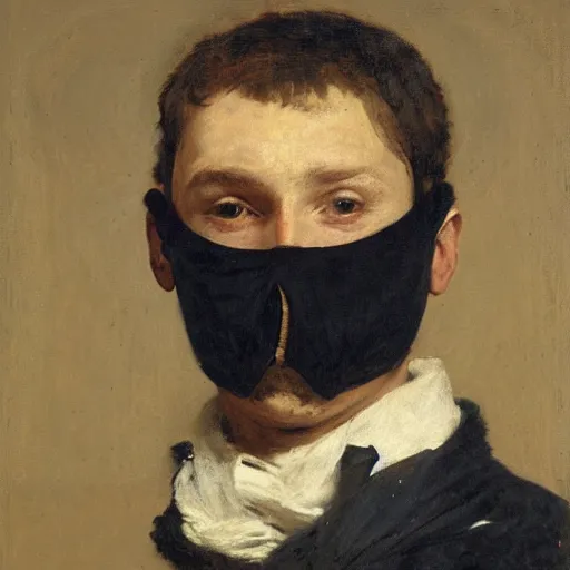 Image similar to portrait of a masked vigilante by alfred stevens