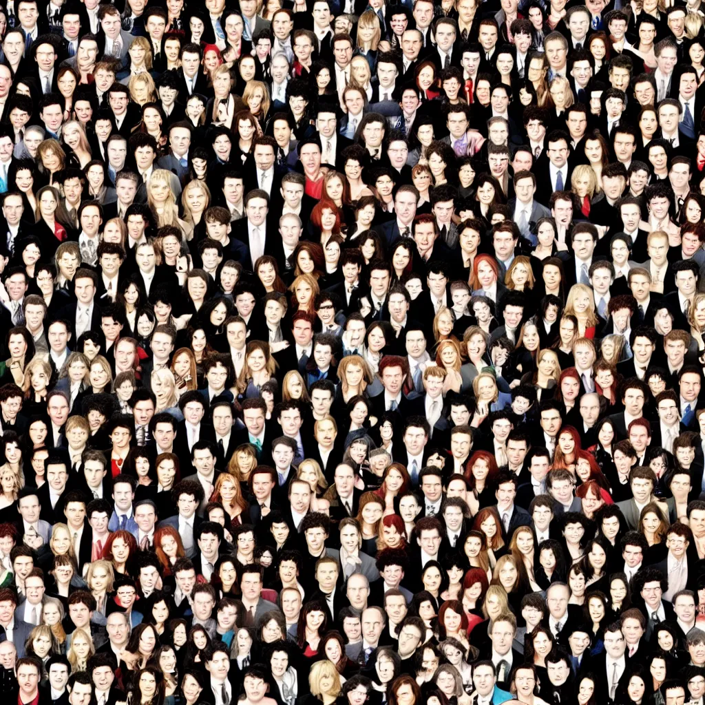 Image similar to top down where's waldo with lots of it crowd