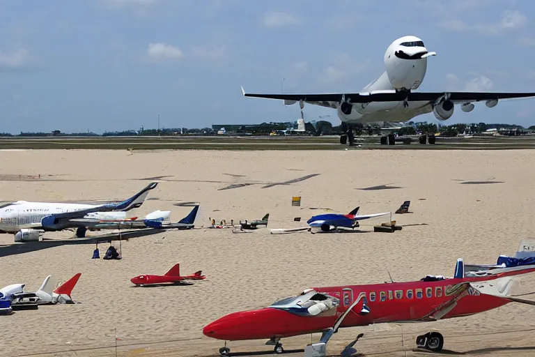 Prompt: airport at the beach