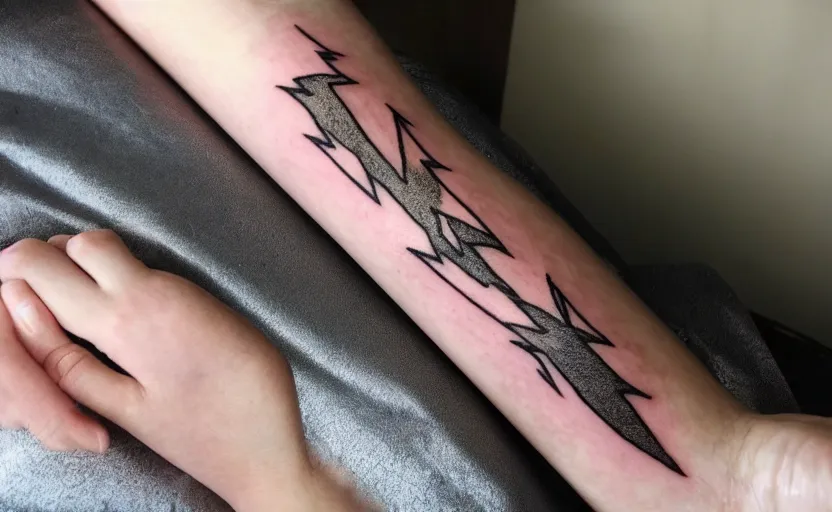 Image similar to handpoke tattoo of lightning