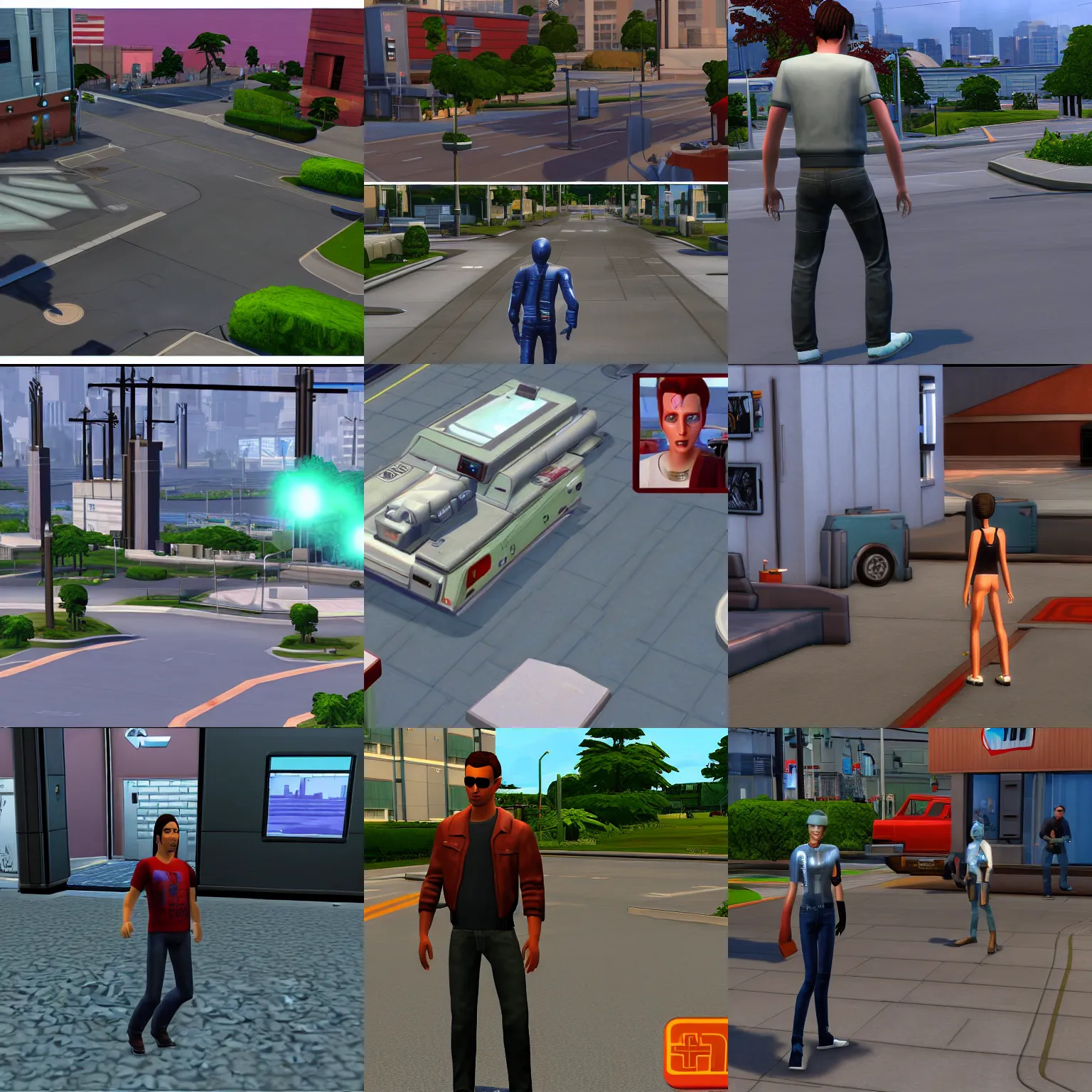 Prompt: scene from the 1 9 9 2 film terminator 2 in the sims 4