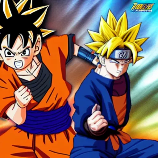 Image similar to Goku and Naruto Crossover, anime