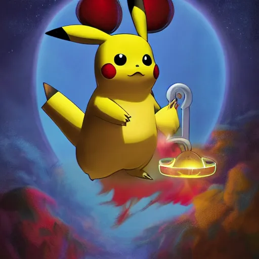 Prompt: pikachu and a demigorgon, digital art, eldritch, 8 k resolution, serene, fantasy