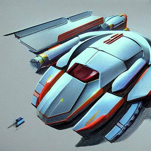 Prompt: coloured pencil of alien spaceship scifi tech hardsurface shape form exploration, big medium small, artstation, colored marker, paper collage, syd mead, hr giger, concept art