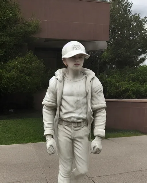Image similar to a marble statue of hopper from stranger things in his police uniform, by cameldeath