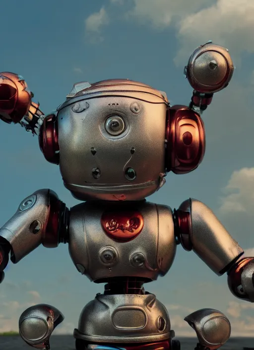 Image similar to highly detailed closeup, profile portrait of a tin toy robot apocalypse, bikini, unreal engine, nicoletta ceccoli, mark ryden, earl norem, lostfish, global illumination, detailed and intricate environment