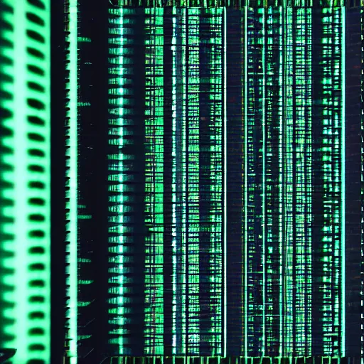 Prompt: mainframe computer code from the matrix, dark background, green letters, python